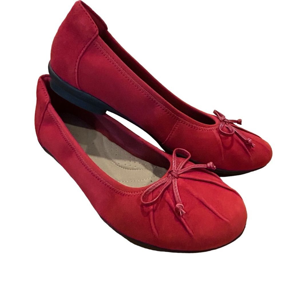 Clarks Red Sara Aster Suede Ballet Flats 7